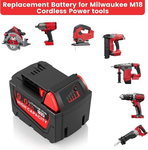 9.0Ah 18V Replacement for Milwaukee MK-18 Battery Battery Compatible with MK-18 MK-18B 18V 48-11-1840 48-11-1850 48-11-1828 48-11-1820 Cordless Power Tools in Kuwait