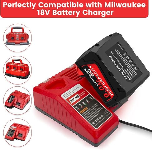 9.0Ah 18V Replacement for Milwaukee MK-18 Battery Battery Compatible with MK-18 MK-18B 18V 48-11-1840 48-11-1850 48-11-1828 48-11-1820 Cordless Power Tools in Kuwait