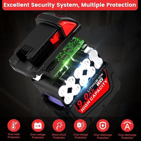 9.0Ah 18V Replacement for Milwaukee MK-18 Battery Battery Compatible with MK-18 MK-18B 18V 48-11-1840 48-11-1850 48-11-1828 48-11-1820 Cordless Power Tools in Kuwait