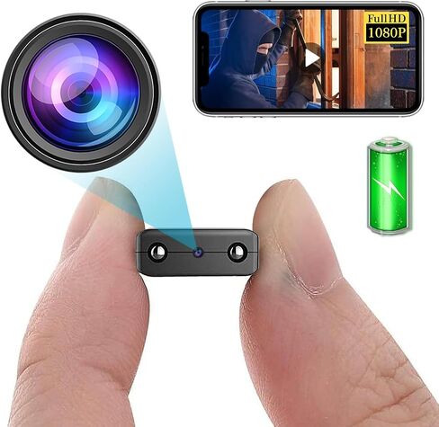 Smallest Wireless WiFi Battery Camera,HD1080P Security Camera,Portable Baby Monitor Nanny Cam with Video Recording Live Feed Night Vision,Motion Detection,Cloud Storage for Security with iOS Android in Kuwait