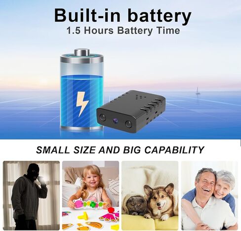 Smallest Wireless WiFi Battery Camera,HD1080P Security Camera,Portable Baby Monitor Nanny Cam with Video Recording Live Feed Night Vision,Motion Detection,Cloud Storage for Security with iOS Android in Kuwait