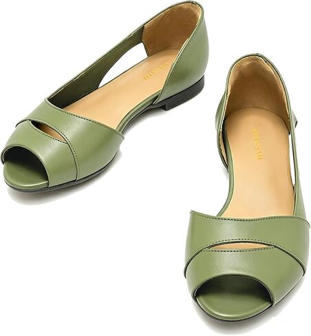 Women's Open Toe Flat Shoes Slip On Cutout Flat Sandals Round Peep Toe Suede Ballet Flats Comfy Flat Heel Summer Shoes Hollowed-Out Office Ladies Work Daily Driving Flats Club Beach 4-11 M US in Kuwait