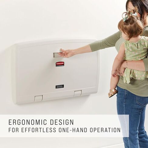Rubbermaid Commercial Products Horizontal Baby Changing Station, Light Platinum, Wall-Mounted Fold-Down Diaper Change Table with Safety Straps for Restaurants/Hotels/Schools/Airports in Kuwait