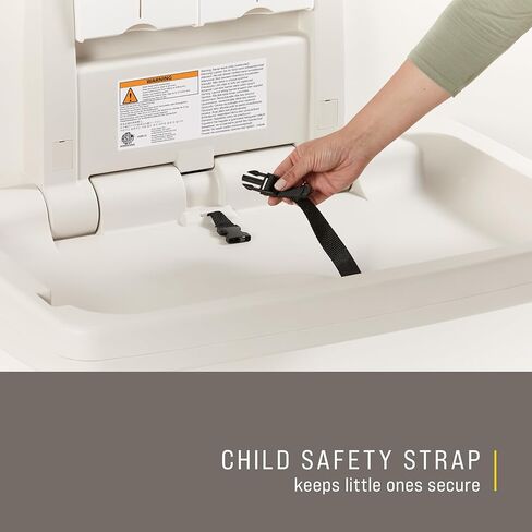 Rubbermaid Commercial Products Horizontal Baby Changing Station, Light Platinum, Wall-Mounted Fold-Down Diaper Change Table with Safety Straps for Restaurants/Hotels/Schools/Airports in Kuwait
