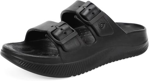 ONCAI Womens Recovery Sandals 2026 with Arch Support Plantar Fasciitis Orthotic Adjustable Buckle Open Toe Thick Cushion Outdoor Sport Slides Athletic Comfort Rubber Soles All Black Size US 11 in Kuwait