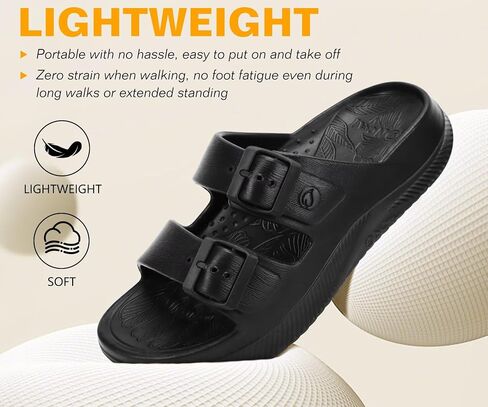 ONCAI Womens Recovery Sandals 2026 with Arch Support Plantar Fasciitis Orthotic Adjustable Buckle Open Toe Thick Cushion Outdoor Sport Slides Athletic Comfort Rubber Soles All Black Size US 11 in Kuwait