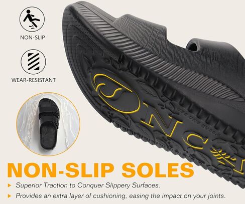 ONCAI Womens Recovery Sandals 2026 with Arch Support Plantar Fasciitis Orthotic Adjustable Buckle Open Toe Thick Cushion Outdoor Sport Slides Athletic Comfort Rubber Soles All Black Size US 11 in Kuwait