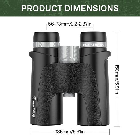 Jingjian 10x42 Binoculars, FMC Fully Multi-Coated IPX7 Nitrogen Purged 18mm Long Eye Relief for Bird Watching Hunting Stargazing in Kuwait