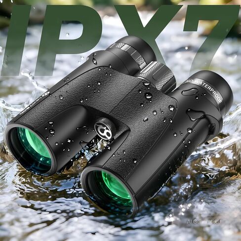 Jingjian 10x42 Binoculars, FMC Fully Multi-Coated IPX7 Nitrogen Purged 18mm Long Eye Relief for Bird Watching Hunting Stargazing in Kuwait