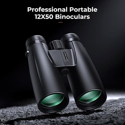 K&F Concept® 12X50 Binoculars Telescope with Smartphone Adapter, Tripod Adapter, Cleaning Cloth, FMC Lens BAK4 Prism for Adults, HD Binoculars for Bird Watching Hunting Hiking Camping Travelling in Kuwait