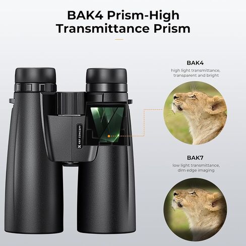 K&F Concept® 12X50 Binoculars Telescope with Smartphone Adapter, Tripod Adapter, Cleaning Cloth, FMC Lens BAK4 Prism for Adults, HD Binoculars for Bird Watching Hunting Hiking Camping Travelling in Kuwait