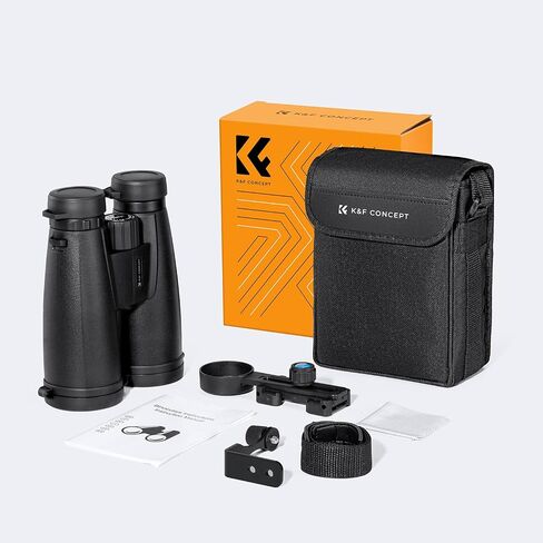K&F Concept® 12X50 Binoculars Telescope with Smartphone Adapter, Tripod Adapter, Cleaning Cloth, FMC Lens BAK4 Prism for Adults, HD Binoculars for Bird Watching Hunting Hiking Camping Travelling in Kuwait