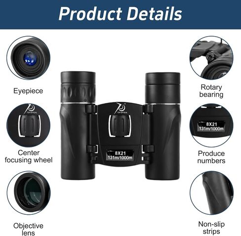 8x21 Small Compact Binoculars for Adults Kids,Mini Pocket Folding Binocular | Lightweight Travel Binoculars for Cruise Ship, Bird Watching, Sightseeing, Hiking, Concert, Theater, Opera and Sports in Kuwait