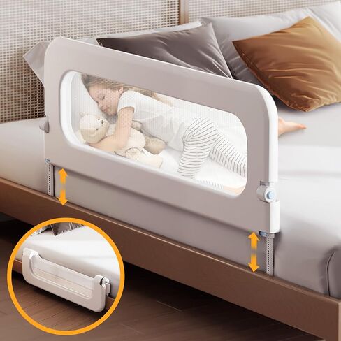 Baby Bed Guard Rail for Toddler - 32in Adjustable Heights, Swing Down Bedrail, Extra Tall Child Safety Side Railing Guards for Kids - Toddler Bed Rail for Queen, King, Twin, and Bunk Size Beds - Full in Kuwait