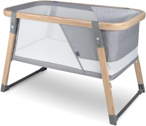 Boppy Portable Baby Bassinet - Lightweight, Low, Fold-Flat Travel Bassinet with Mesh Sides, Anti-Tilt, 2 Custom Fitted Mattress Covers & No Assembly - Gray Pickup Sticks in Kuwait