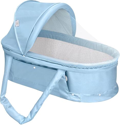 Baby Travel Bassinet Portable Bassinet with 2 in 1 Canopy for Newborn - Light Grey in Kuwait
