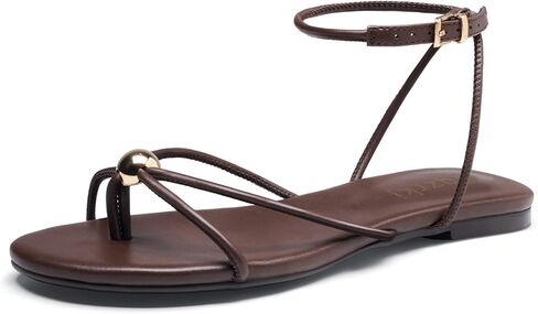Strappy Flat Sandals for Women Comfortable Open Toe Ankle Strap Thong Sandals Summer Beach Dressy Shoes in Kuwait