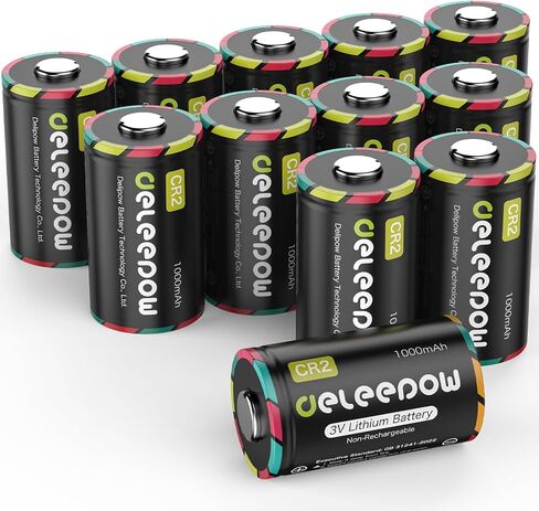 CR2 3V Lithium Battery 1000mAh,12 Pack,Long Lasting Power | High Capacity,Non-rechargeable, for Laser Rangefinders, Film Cameras, Instant Cameras, Door Sensors, Alarm Sensors in Kuwait