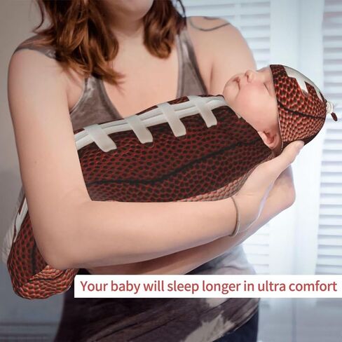 Funnys Football Newborn Swaddling Blanket Beanie Hat Funny Football Blanket Sleeping Bag New Born Sleep Sacks for Boys Girls in Kuwait