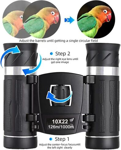 Small Compact Binoculars for Adults Kids,10x22 Mini Binocular for Traveling Sightseeing Birds Watching, Night Vision Binoculars for Concert Theater Opera,with Phone Adapter,Lightweight Pocket Folding in Kuwait