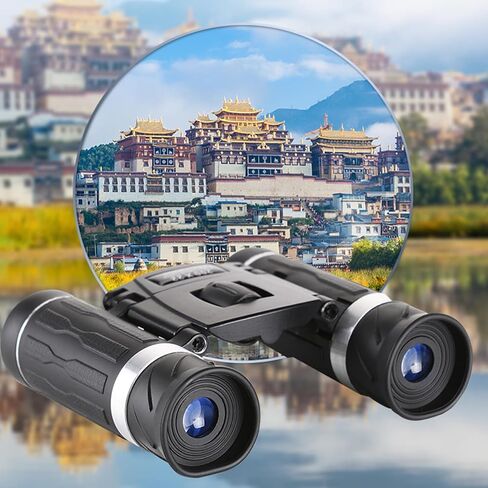 Small Compact Binoculars for Adults Kids,10x22 Mini Binocular for Traveling Sightseeing Birds Watching, Night Vision Binoculars for Concert Theater Opera,with Phone Adapter,Lightweight Pocket Folding in Kuwait