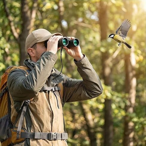 High Powered 10x25 Binoculars for Hunting, Rugged Portable Folding Telescope for Adult Hunters and Campers Black in Kuwait