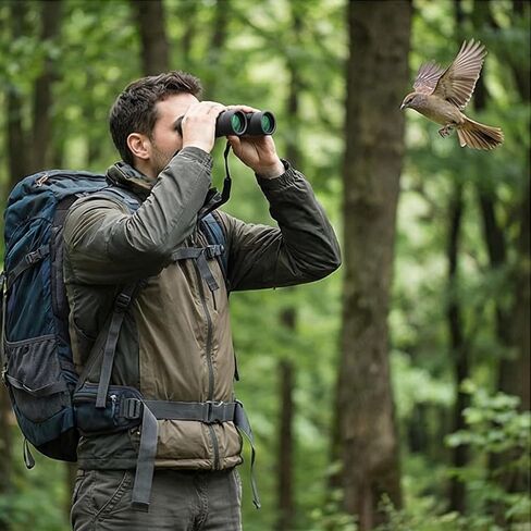 High Powered 10x25 Binoculars for Hunting, Rugged Portable Folding Telescope for Adult Hunters and Campers Black in Kuwait
