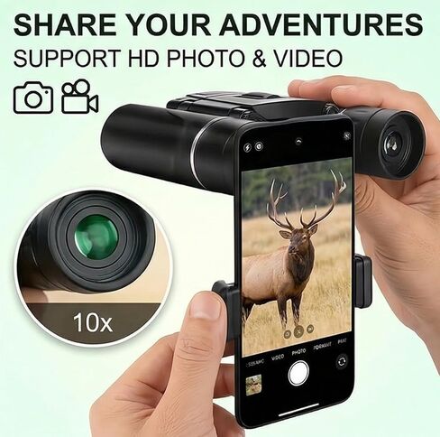 High Powered 10x25 Binoculars for Hunting, Rugged Portable Folding Telescope for Adult Hunters and Campers Black in Kuwait