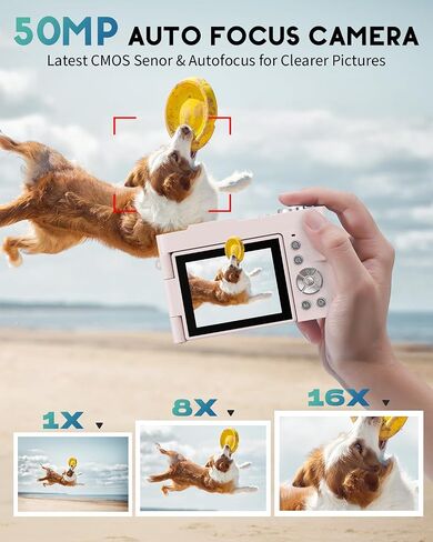 4K Digital Camera for Photography, 50MP Vlogging Camera for YouTube, Compact Cameras with 2.8" 180° Flip Screen, 16X Digital Zoom for Beginners, Travel, Family,Pink in Kuwait