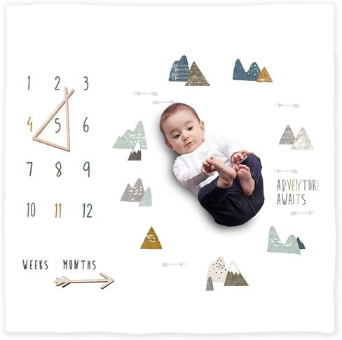 Ocean Baby Milestone Blanket – Monthly Baby Milestone Photo Prop for Boy, Under The Sea Growth Tracker Blanket with Hello World Sign and Registry Must-Have in Kuwait