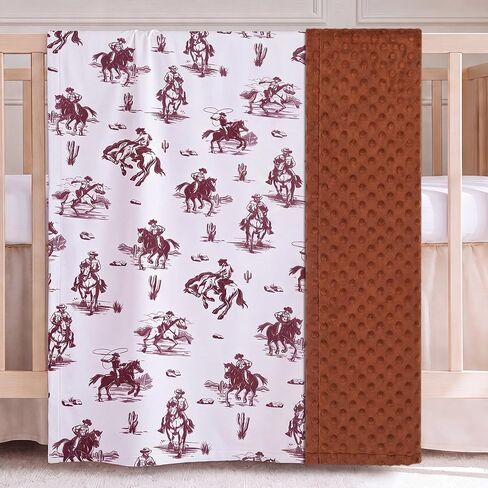Tegeme Brown Western Baby Blanket Cowboy Blankets Western Stuff for Newborn | 30 x 40 Inches Baby Receiving Soft Blankets for Boys Girls Warm Lightweight Nursery Western Stuff for Toddlers Son Daughter in Kuwait