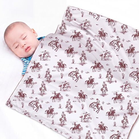 Tegeme Brown Western Baby Blanket Cowboy Blankets Western Stuff for Newborn | 30 x 40 Inches Baby Receiving Soft Blankets for Boys Girls Warm Lightweight Nursery Western Stuff for Toddlers Son Daughter in Kuwait