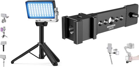 NEEWER SL90 12W RGB Video Light with Desk Tripod Stand for Vlog + CA173 Triple Cold Shoe Mount Plate for Mic LED Light Compatible with DJI OSMO Mobile Zhiyun Feiyu Vimble Hohem Phone Gimbal Stabilizer in Kuwait