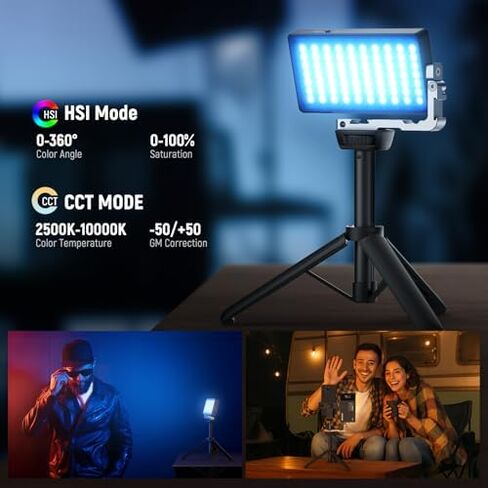 NEEWER SL90 12W RGB Video Light with Desk Tripod Stand for Vlog + CA173 Triple Cold Shoe Mount Plate for Mic LED Light Compatible with DJI OSMO Mobile Zhiyun Feiyu Vimble Hohem Phone Gimbal Stabilizer in Kuwait