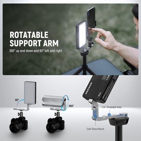NEEWER SL90 12W RGB Video Light with Desk Tripod Stand for Vlog + CA173 Triple Cold Shoe Mount Plate for Mic LED Light Compatible with DJI OSMO Mobile Zhiyun Feiyu Vimble Hohem Phone Gimbal Stabilizer in Kuwait