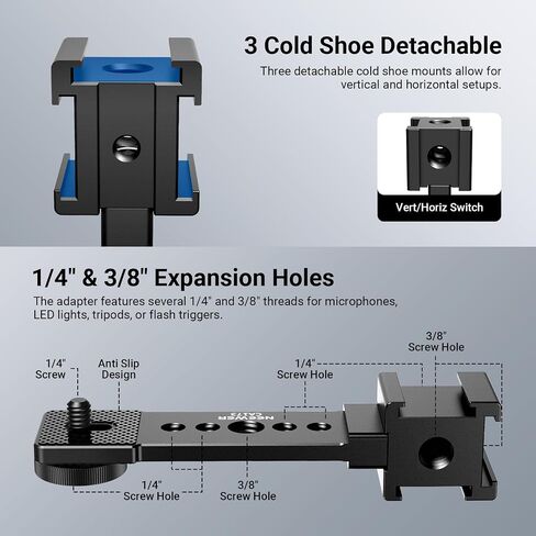NEEWER SL90 12W RGB Video Light with Desk Tripod Stand for Vlog + CA173 Triple Cold Shoe Mount Plate for Mic LED Light Compatible with DJI OSMO Mobile Zhiyun Feiyu Vimble Hohem Phone Gimbal Stabilizer in Kuwait
