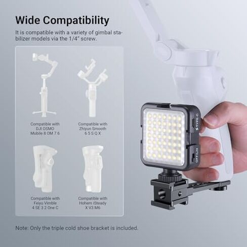 NEEWER SL90 12W RGB Video Light with Desk Tripod Stand for Vlog + CA173 Triple Cold Shoe Mount Plate for Mic LED Light Compatible with DJI OSMO Mobile Zhiyun Feiyu Vimble Hohem Phone Gimbal Stabilizer in Kuwait