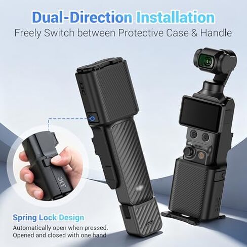 JJC Pocket 3 Multifunctional Case with 3 Pcs LED Light for DJI Osmo Pocket 3 / Xtra Muse, Desktop Table Mount Magnetic Mount with Dual Direction Plate & 1/4-20 Hole for Selfie Vlog Recording Black in Kuwait