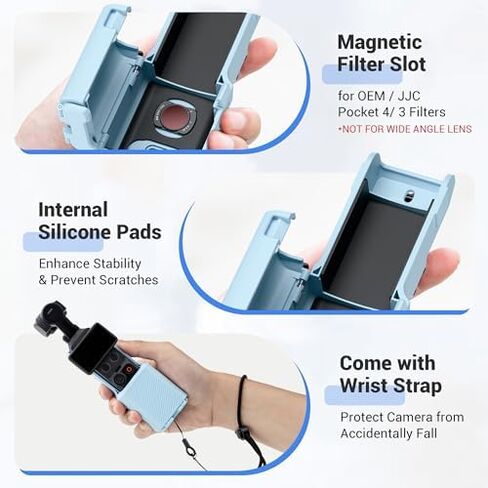 JJC Pocket 3 Multifunctional Case with 3 Pcs LED Light for DJI Osmo Pocket 3 / Xtra Muse, Desktop Table Mount Magnetic Mount with Dual Direction Plate & 1/4-20 Hole for Selfie Vlog Recording Black in Kuwait
