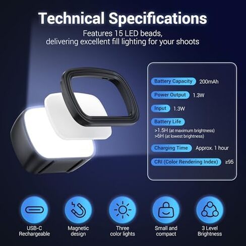 JJC Pocket 3 Multifunctional Case with 3 Pcs LED Light for DJI Osmo Pocket 3 / Xtra Muse, Desktop Table Mount Magnetic Mount with Dual Direction Plate & 1/4-20 Hole for Selfie Vlog Recording Black in Kuwait
