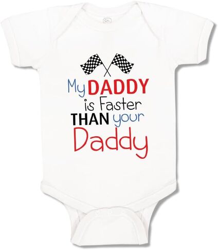 Cute Rascals Baby Bodysuit My Daddy Is Faster than Your Daddy Race Car Dad Father's Day Funny Cotton in Saudi Arabia