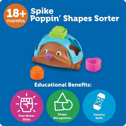 Learning Resources Spike the Fine Motor Hedgehog Poppin' Shapes Sorter, Educational Baby & Toddler Toys, Fine motor, Montessori Must Haves in Kuwait