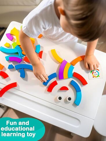 Preschool learning activities Montessori toys – rainbow wooden pattern blocks tangrams color sorting stacking educational games for kids fine motor skills baby girls and boys for 3 4 5 years old (XL) in Kuwait