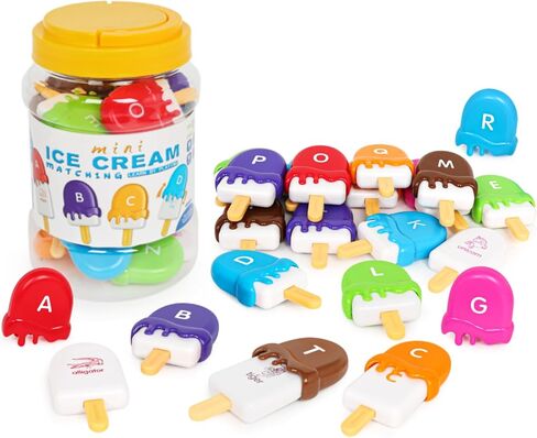 Alphabet Learning Toys Matching Letter ABC Fine Motor Toy Double-Side Ice Cream Toys Preschool Learning Activities Montessori for Toddler Kids Ages 2 3 4 5 in Kuwait