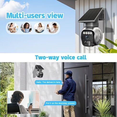 4G LTE Solar Security Camera 3MP Wireless Outdoor Camera No WiFi Needed 360 Degree PTZ Auto Tracking Instant Motion Alert Night Vision Two Way Talk Built in SIM Card Waterproof in Kuwait