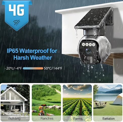 4G LTE Solar Security Camera 3MP Wireless Outdoor Camera No WiFi Needed 360 Degree PTZ Auto Tracking Instant Motion Alert Night Vision Two Way Talk Built in SIM Card Waterproof in Kuwait