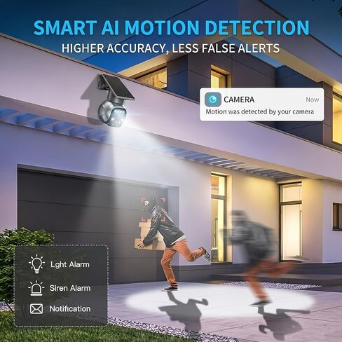 4G LTE Solar Security Camera 3MP Wireless Outdoor Camera No WiFi Needed 360 Degree PTZ Auto Tracking Instant Motion Alert Night Vision Two Way Talk Built in SIM Card Waterproof in Kuwait