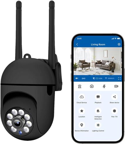 Outdoor Security Camera, 1080P WiFi PTZ Camera with 360° View | Motion Detection, Auto Tracking, Two-Way Audio, Color Night Vision, SD & Cloud Storage for Home Security in Kuwait