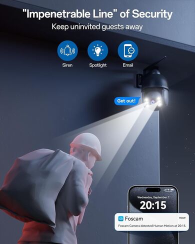 FOSCAM 4K/8MP Security Camera Outdoor, 4X Optical Zoom AI Human/Vehicle Detection,165FT Color Night Vision, 120dB Siren, IP66 in Kuwait