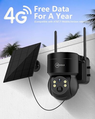 Free Data For A Year,4G LTE Cellular Wireless Security Camra,2K Solar Powered No Wifi Needed PTZ Camera,Two Way Audio, Outdoor IP66 Waterproof,PIR Motion Detection ,Color Night Vision,360 PTZ,SIM in Kuwait